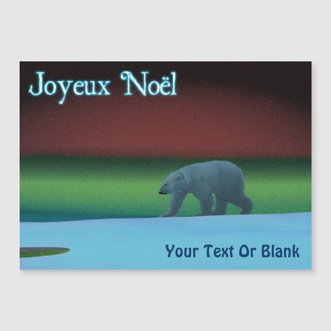 Joyeux Noё l - Polar Lights Polar Bear Magnetkarte (Vorderseite)