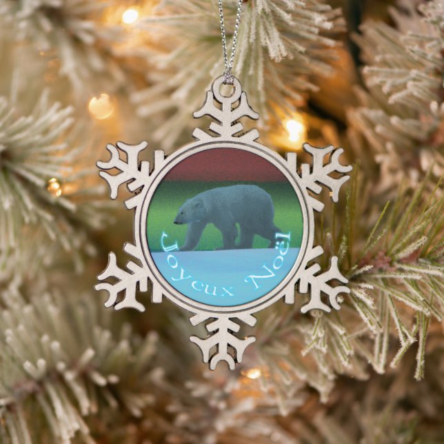 Joyeux Noё l - Polar Lights Polar Bear Schneeflocken Zinn-Ornament (Baum)