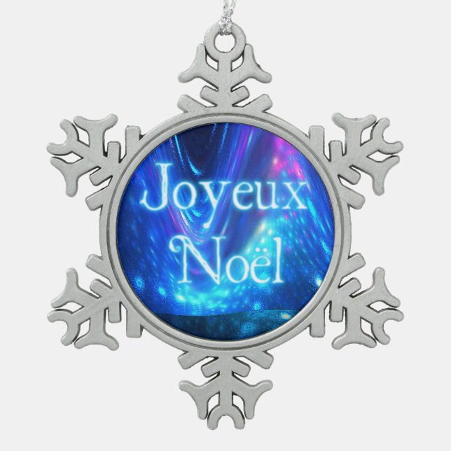 Joyeux Noё l - Qaanaq - Nord Schneeflocken Zinn-Ornament (Vorderseite)