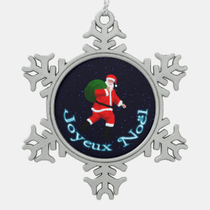 Joyeux Noё l - Santa Claus Schneeflocken Zinn-Ornament