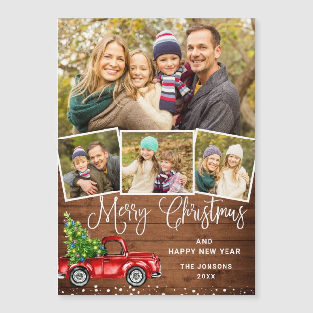 Joyeux Noël 4 PHOTO Carte magnétique de vacances (Devant)