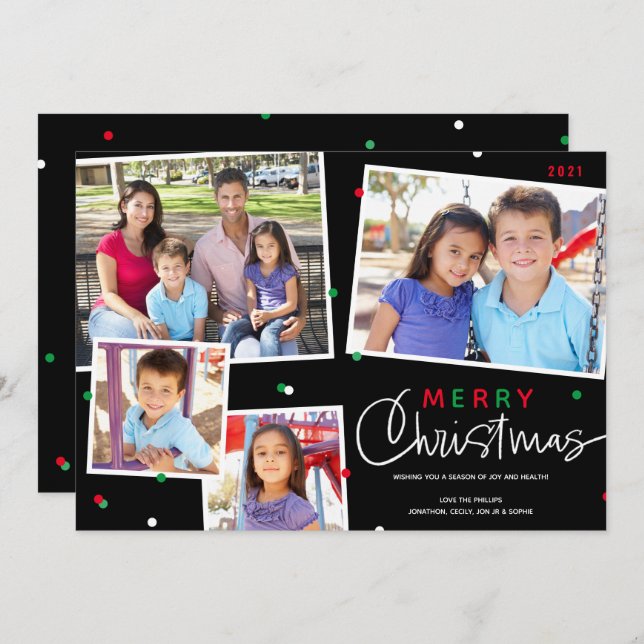 Joyeux Noël 4 Photo Collage Carte de vacances (Devant / Derrière)