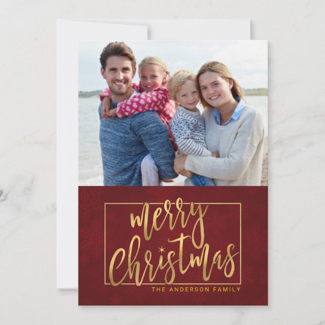 Joyeux Noël à la main Carte photo plat (Devant)