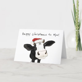 Joyeux Noël à Moo, mignonne carte de Noël de vache