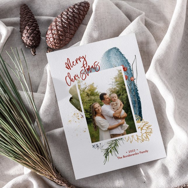 Joyeux Noël Abstrait Carte photo de vacances perso (Créateur téléchargé)