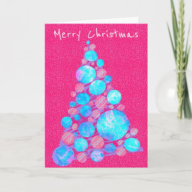 Joyeux Noël Abstrait Purple Tree Carte de vacances (Devant)