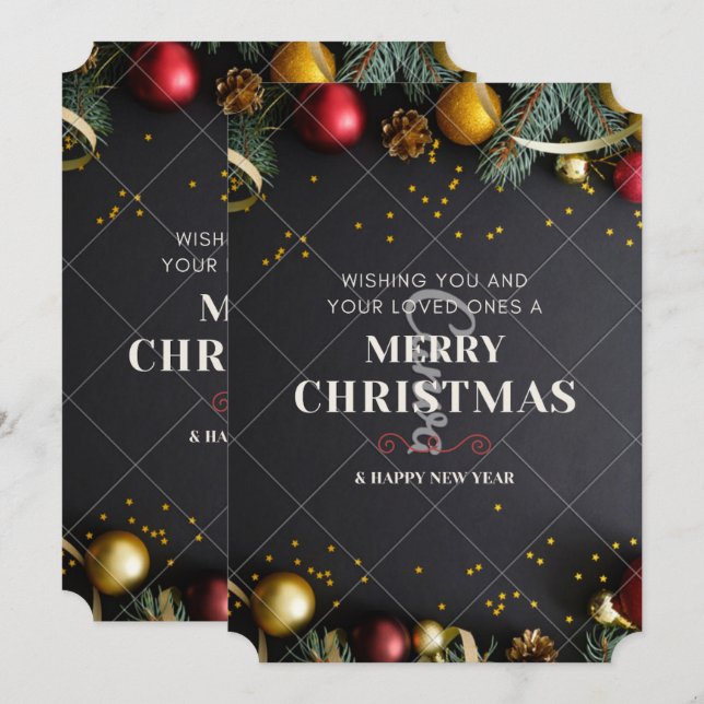 Joyeux Noël amour voeux Carte de vœux noir (Devant / Derrière)