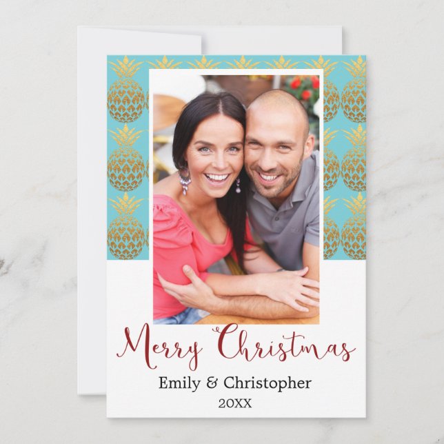 Joyeux Noël ananas Carte photo de vacances (Devant)