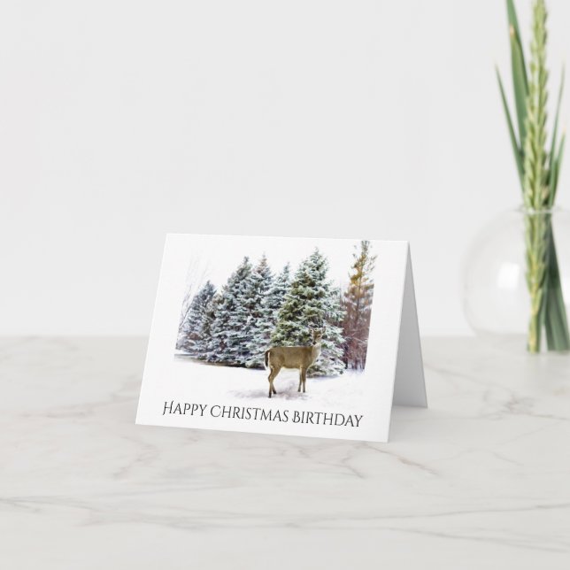 Joyeux Noël Anniversaire Carte de vacances pliée (Devant)