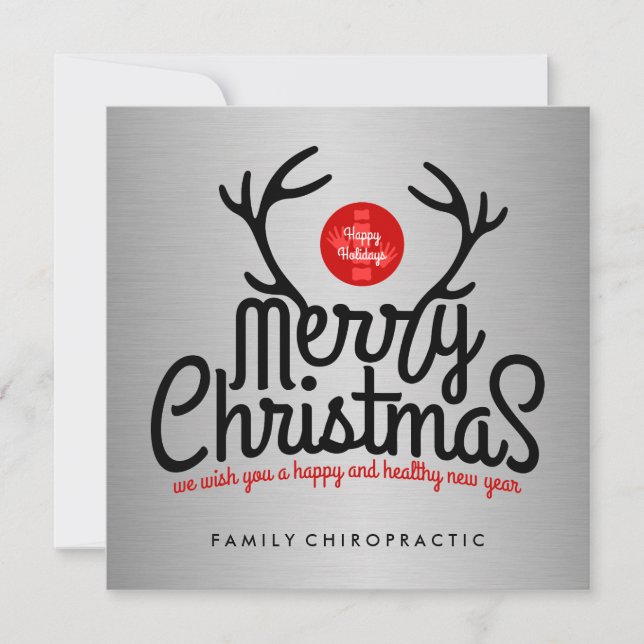 Joyeux Noël Antlers Chiropratique Cartes plates (Devant)