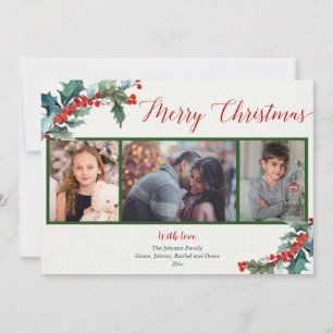 Joyeux Noël aquarelle saint 3 carte photo
