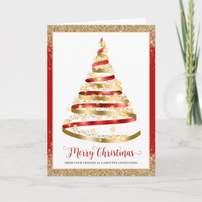 Joyeux Noël Arbre Entreprise Logo Carte de vacance (Devant)