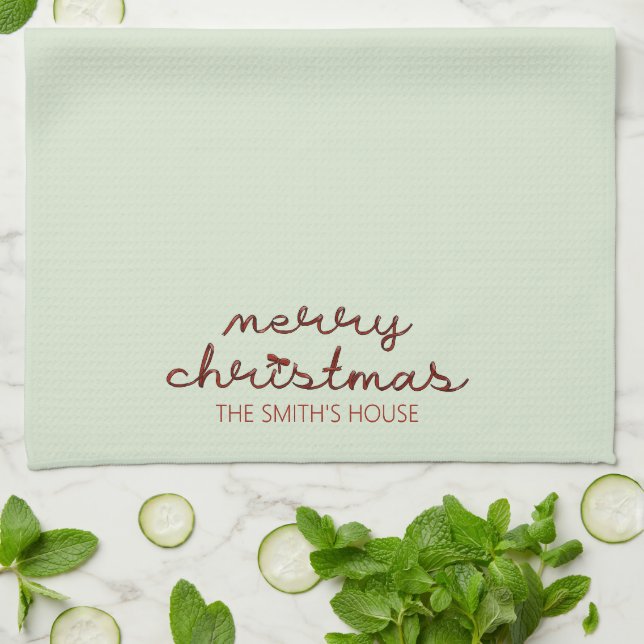 Joyeux Noël arc rouge Serviettes de cuisine (Plié)