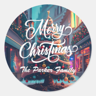Joyeux Noël Autocollants ronds personnalisés