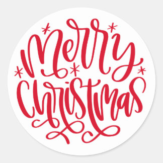 Joyeux Noël Autocollants Script Rondes Rouges