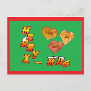 Joyeux Noël avec 3 Cartes postales rouges Feuilles