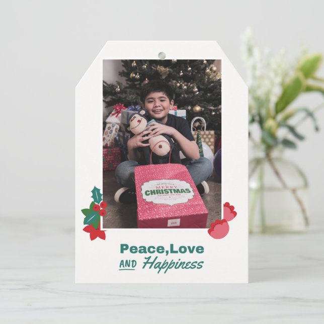 Joyeux Noël avec Paix, Amour & Bonheur Carte (Debout devant)