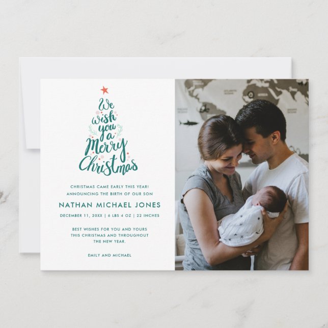 Joyeux Noël Baby Birth Photo Carte de vacances (Devant)