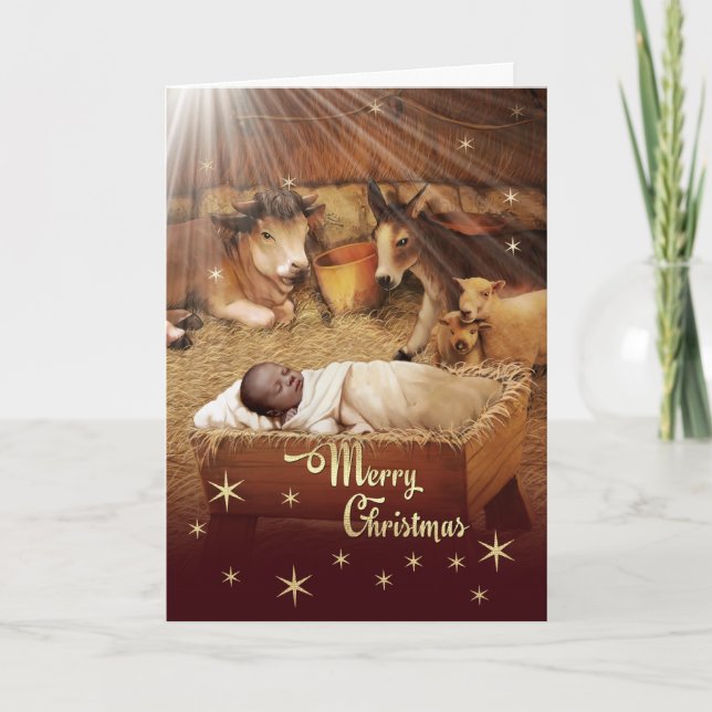 Joyeux Noël. Baby Jesus Cartes de Noël (Devant)