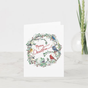 Joyeux Noël Bird Et Carte De Vacances Wreath