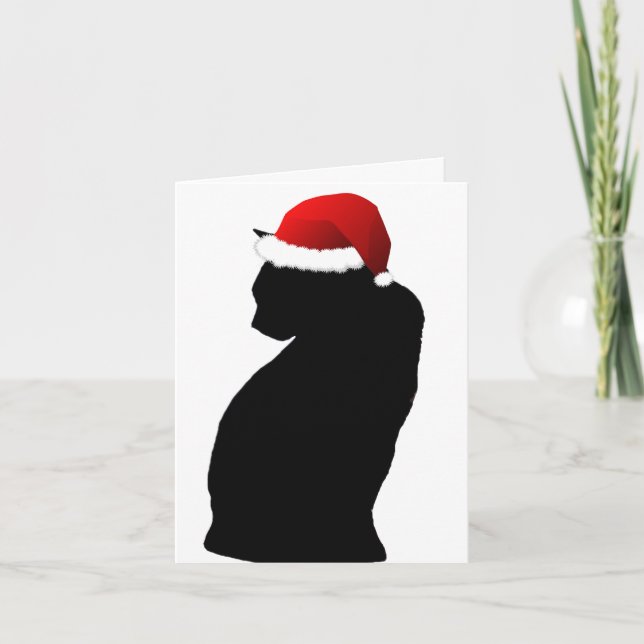 Joyeux Noël Black Cat Père Noël Cartes (Devant)