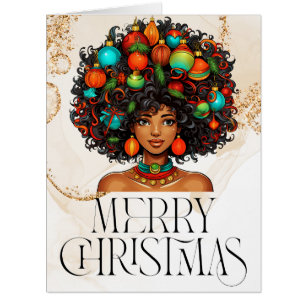 Joyeux Noël Black Melanin Femme Xmas Afro Tree