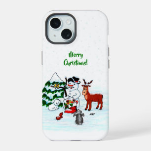 Joyeux Noël ! Bonhomme de neige avec des amis