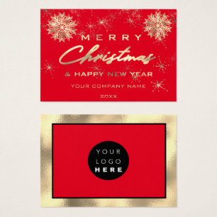 Joyeux Noël Bonne année Gold Red Card Logo