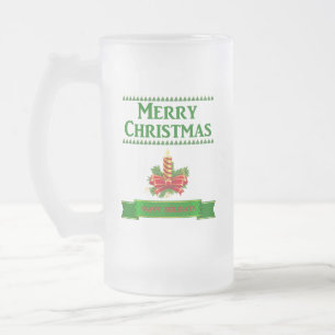 Joyeux Noël bougie de verre givrée Beer Mug
