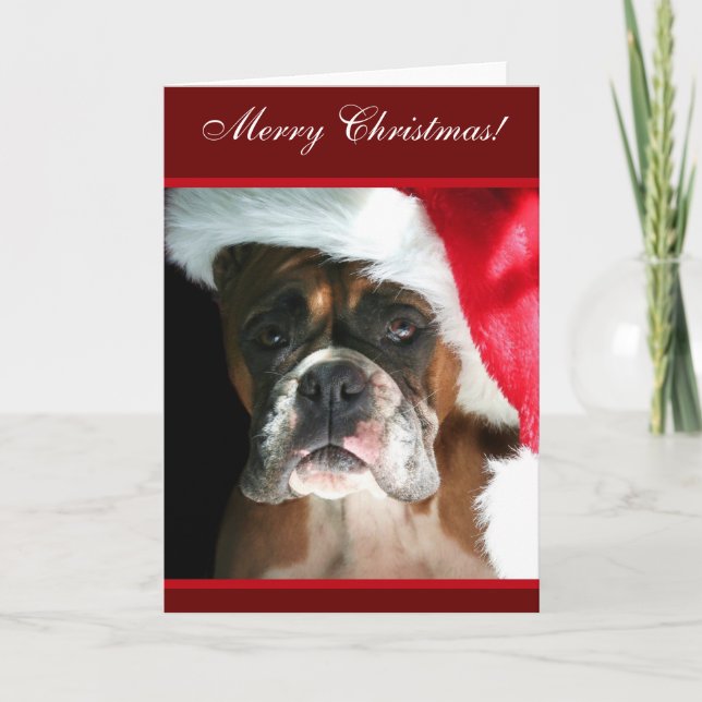 Joyeux Noël Boxer Chien carte de voeux (Devant)