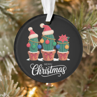 Joyeux Noël Cactus Chapeau de Père Noël Poinsettia