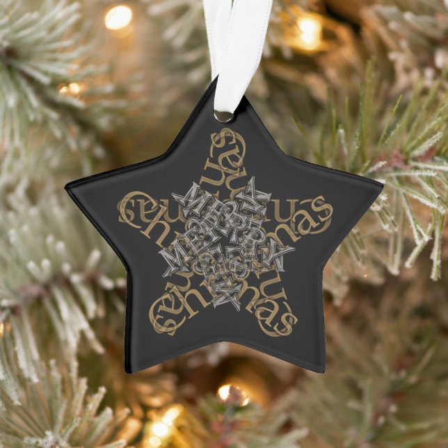Joyeux Noël Calligraphie étoile sur noir (Arbre)