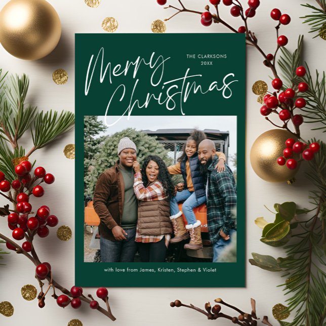 Joyeux Noël Calligraphie Photo Carte magnétique (Créateur téléchargé)