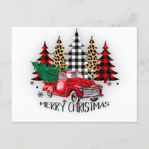 Joyeux Noël camion et arbres Carte de Noël