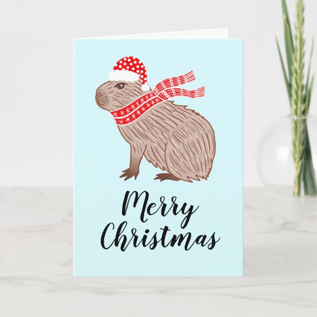 Joyeux Noël Capybara Carte de voeux de Noël (Devant)