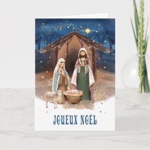 Joyeux Noël. Carte de la crèche en français