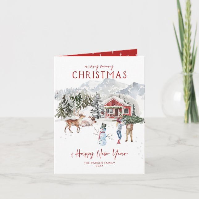 Joyeux Noël | Carte de vacances de cabane rustique (Devant)