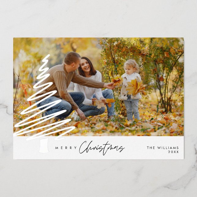 Joyeux Noël, Carte de vacances Foil Photo Famille (Recto)