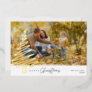 Joyeux Noël, Carte de vacances Foil Photo Famille