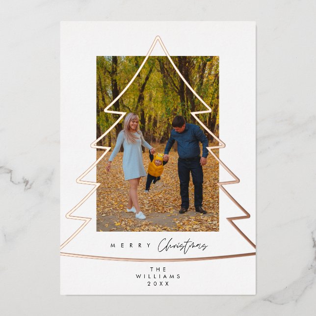 Joyeux Noël, Carte de vacances Foil Photo Famille (Recto)