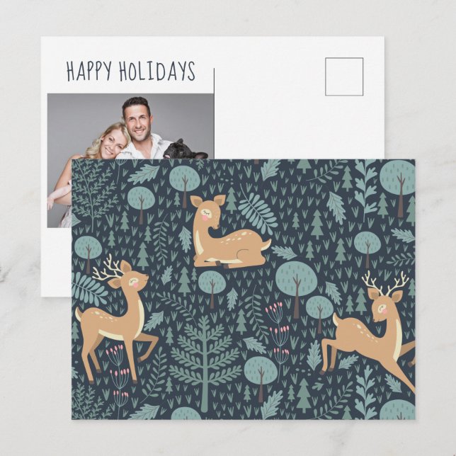 Joyeux Noël | Carte de vœux Animaux de la forêt (Devant / Derrière)