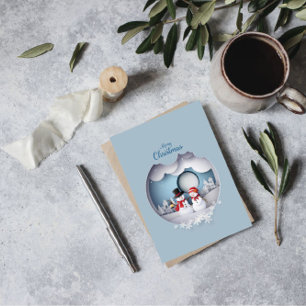 Joyeux Noël Carte de voeux Fun Snowman Snowball
