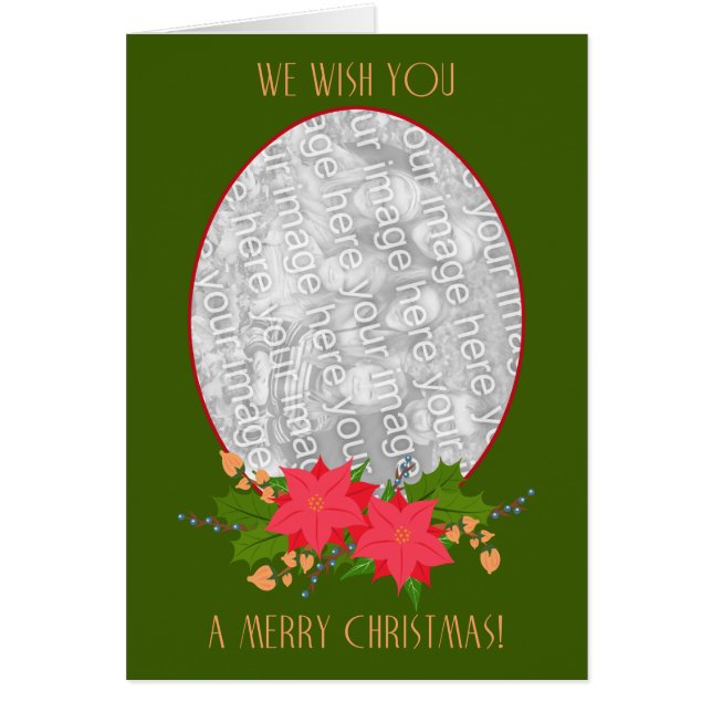 Joyeux Noël, Carte photo de Poinsettias (Devant)
