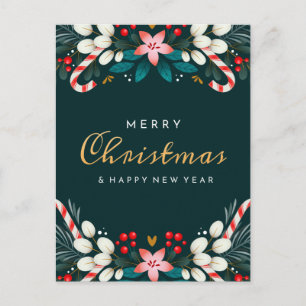 JOYEUX NOËL   Carte postale florale de vacances