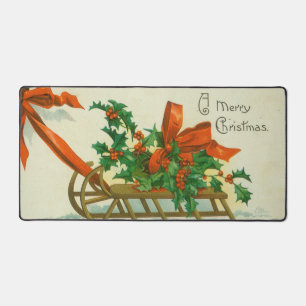 Joyeux Noël - carte postale vintage, traîneau et h