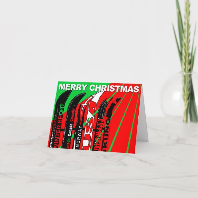 Joyeux Noël Carte Ski Lame de neige Hiver Sport (Devant)