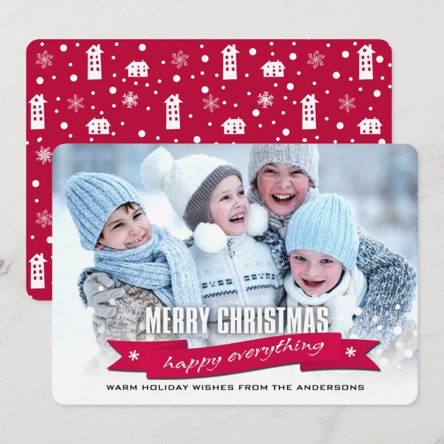 Joyeux Noël. Cartes photos de Noël personnalisées (Devant / Derrière)