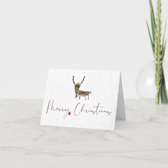 Joyeux Noël Cerf et carte de voeux ornementale (Devant)