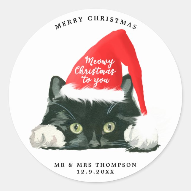 joyeux noël chat sticker de noël (Devant)