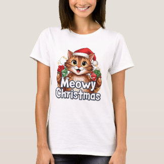 Joyeux Noël chat . T-shirt drôle de vacances